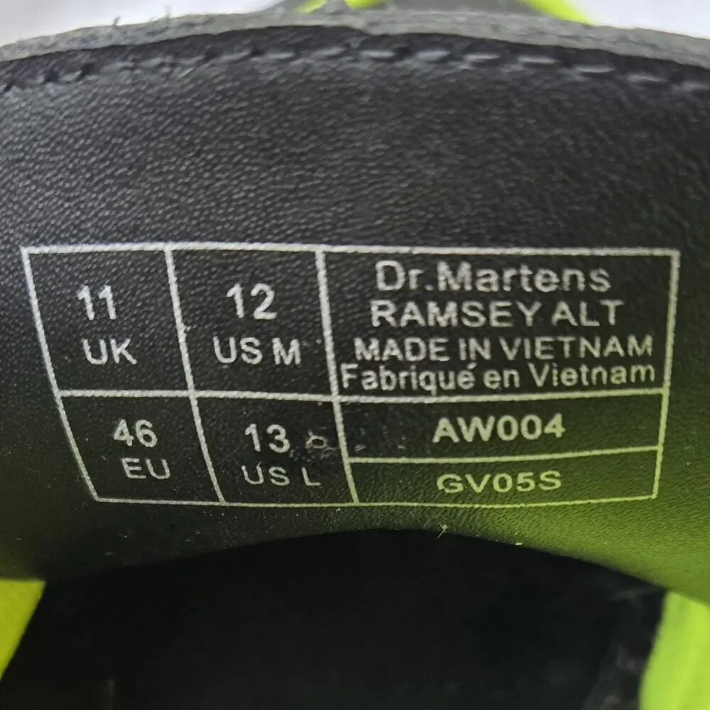 Dr Martens Ramsey Alt Creeper Men's Leather Oxfords Black/Neon Green Size 12